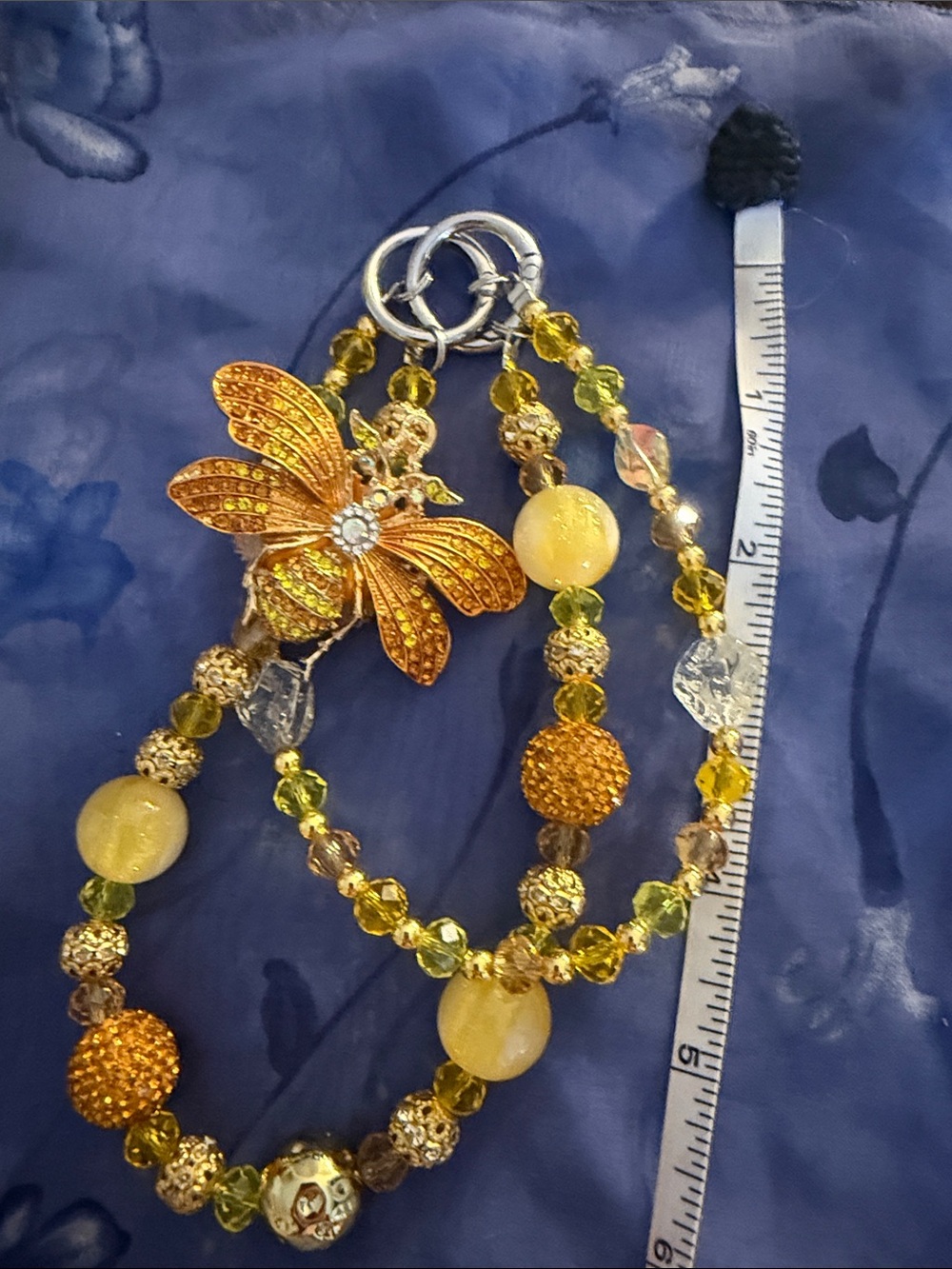 Yellow Butterfly Beaded keychain or purse accessory